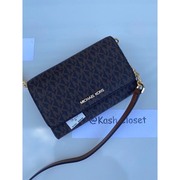 Michael Kors phone crossbody jet set travel medium MK signature brown - Picture 9 of 10